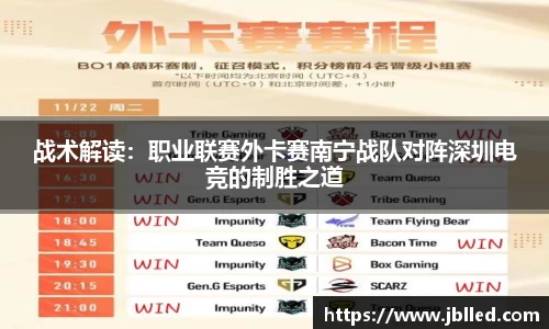 战术解读：职业联赛外卡赛南宁战队对阵深圳电竞的制胜之道